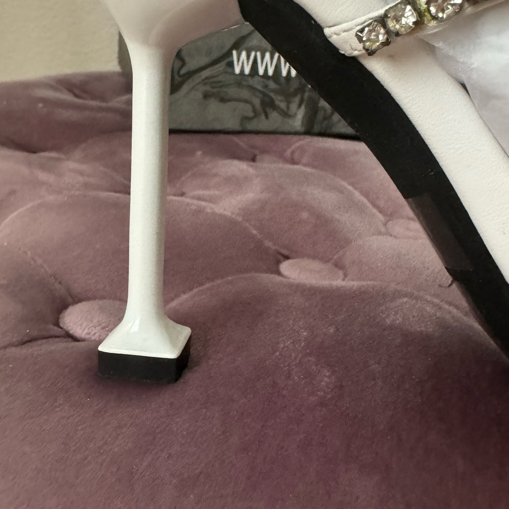 Jeffrey Campbell Demonic White Silver Perfect Rhinestone Heel Sandals - Picture 7 of 7